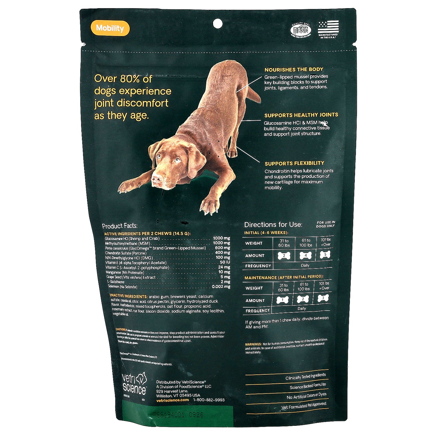 VetriScience, Healthy Hip & Joint, Ultimate Strength, For Dogs, Duck, 60 Soft Chews, 15.34 oz (435 g)