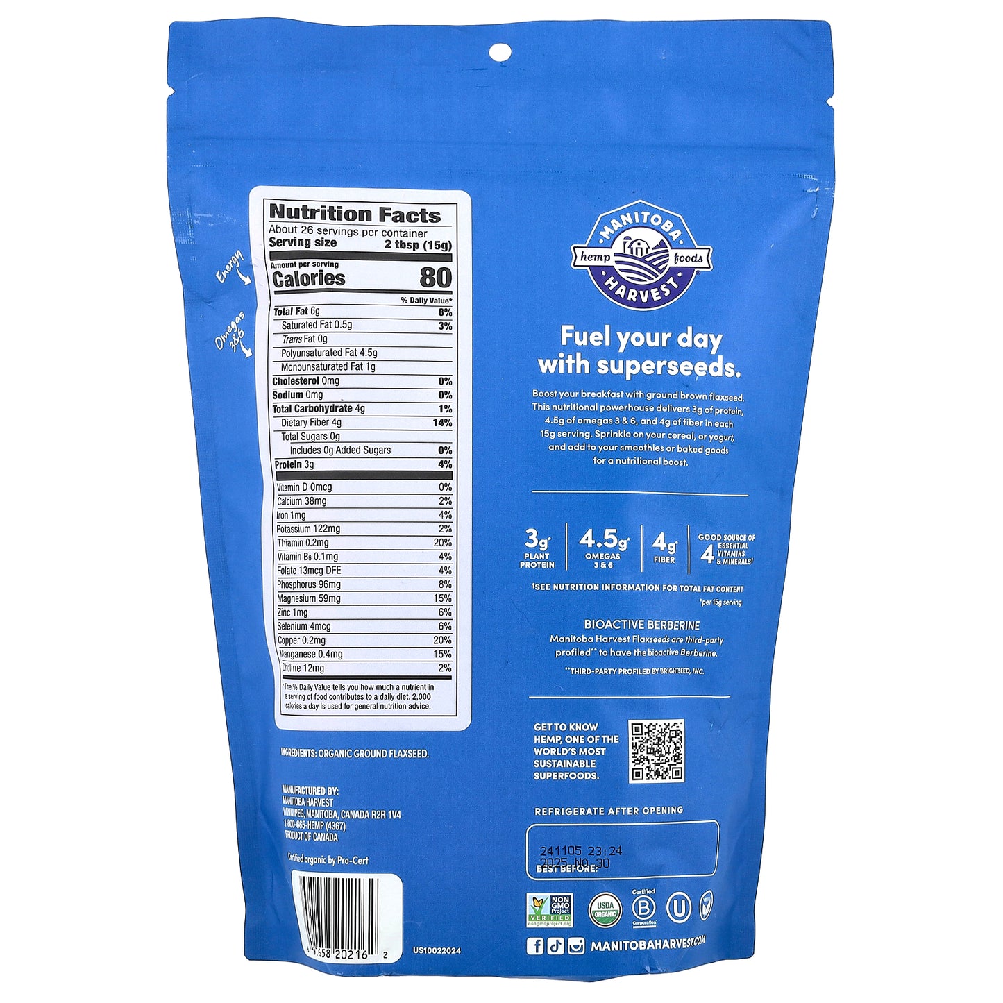 Manitoba Harvest, Organic Ground Flaxseed, 14 oz (397 g)