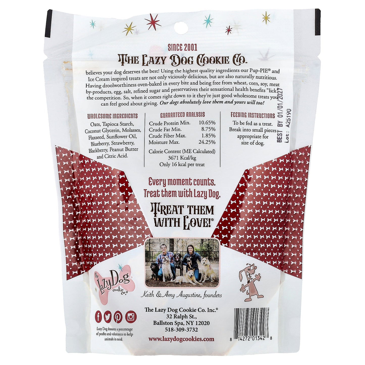 Lazy Dog Cookie, Pup-Pie® & Ice Cream, Treats For Dogs, Triple Berry Slice Swirled with Peanut Butter Cup Scoop, 5 oz (142 g)