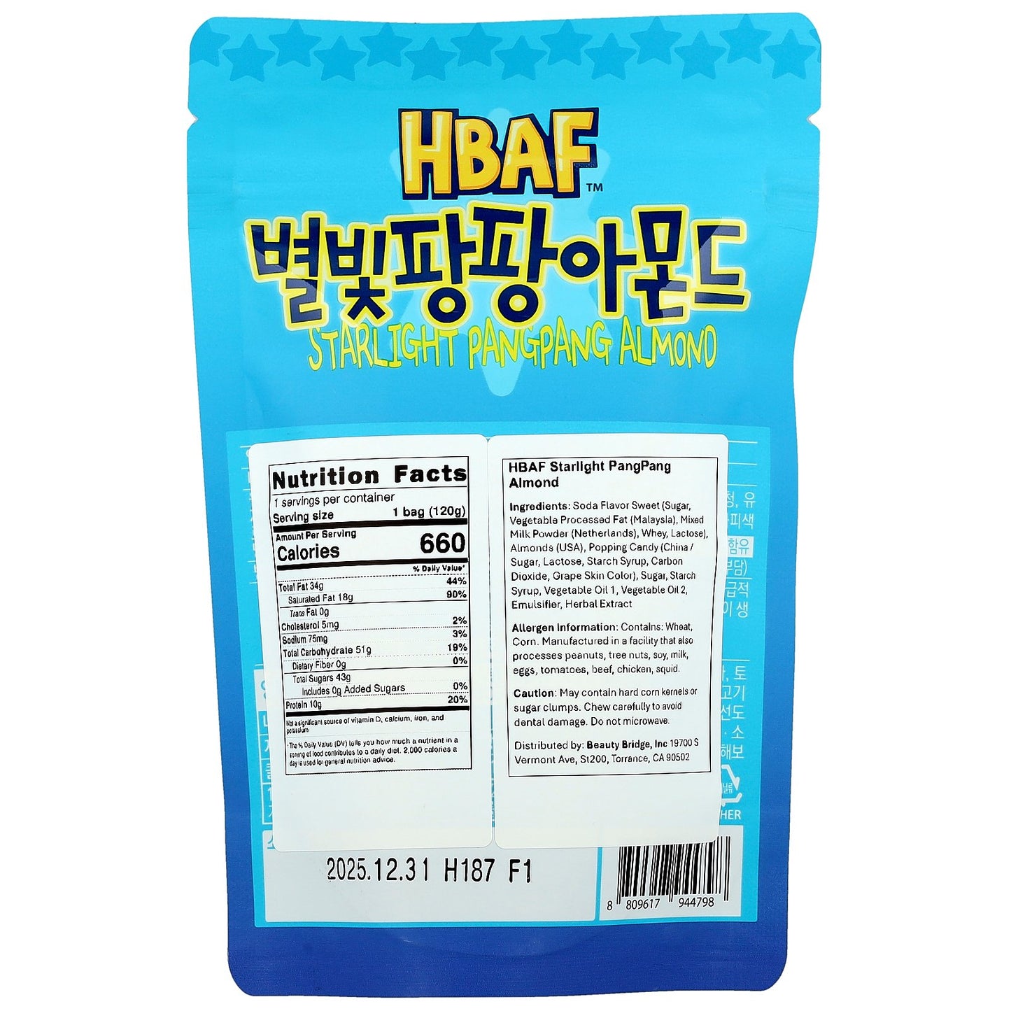 HBAF, Starlight Pangpang Almond, 120 g