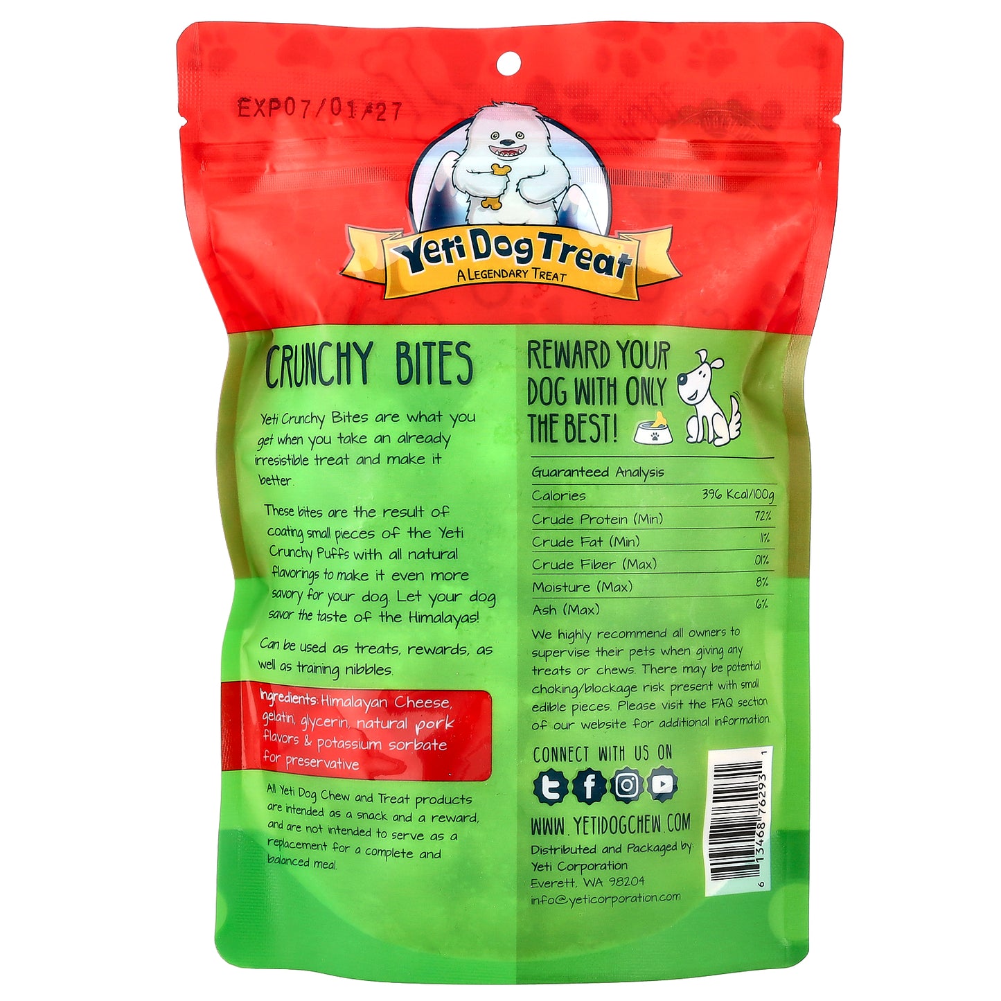 Yeti Dog Chew, Pork Crunchy Bites, 4 oz (110 g)