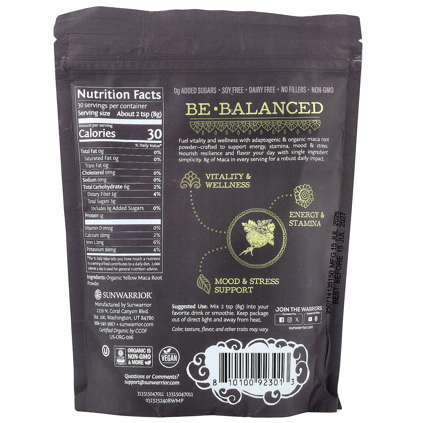 Sunwarrior, Organic Maca Root, 8.46 oz (240 g)