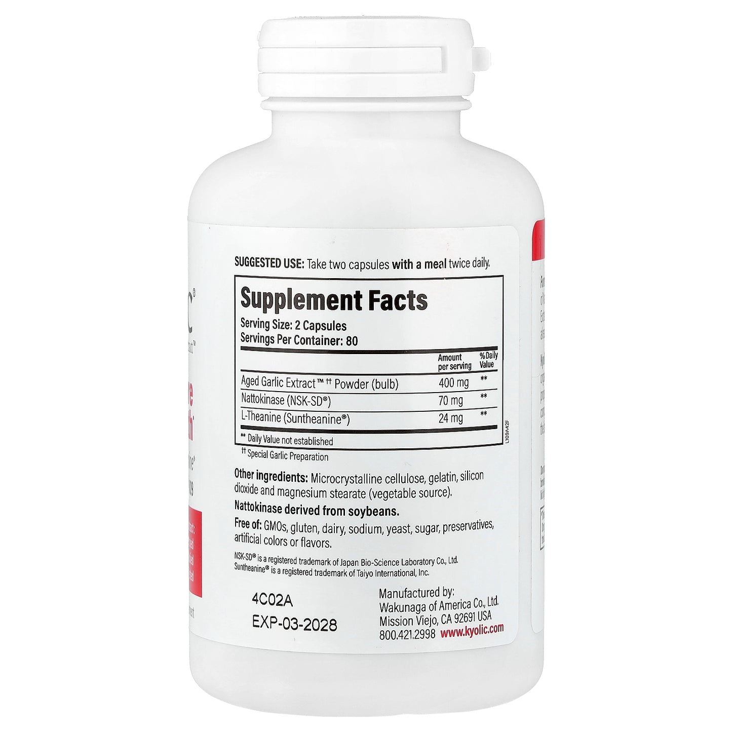 Kyolic, Aged Garlic Extract™, Blood Pressure Health, Formula 109, 160 Capsules