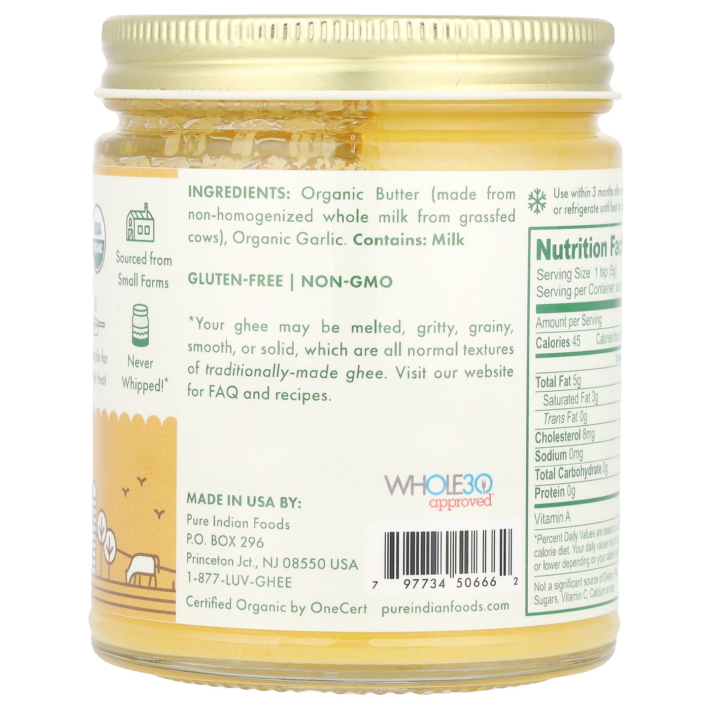 Pure Indian Foods, Organic Grassfed Garlic Ghee, 7.8 oz (220 g)