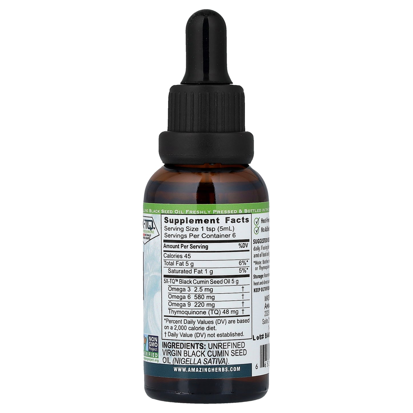 Amazing Herbs, Black Seed™, 100% Pure Cold-Pressed Black Cumin Seed Oil, 1 fl oz (30 ml)