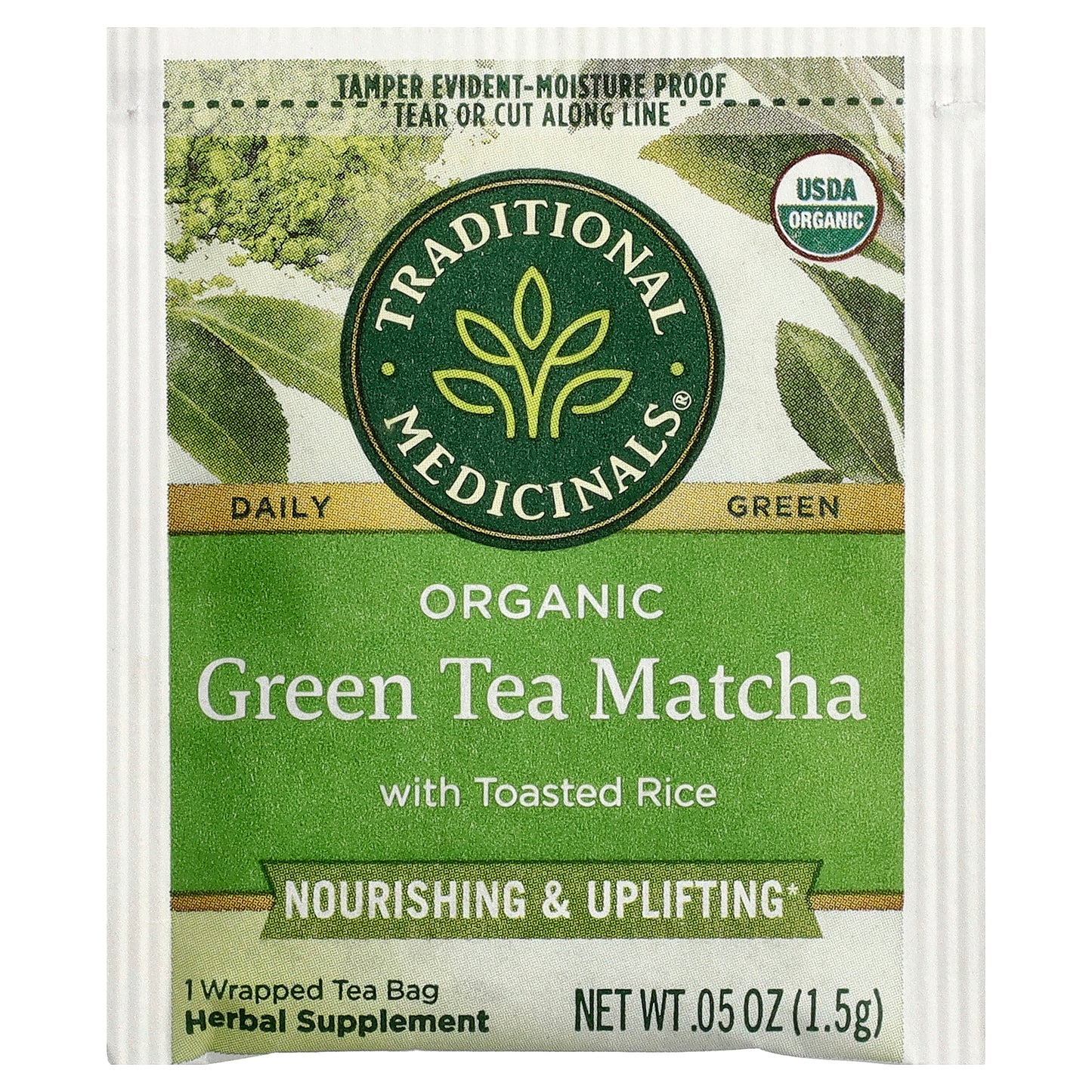 Traditional Medicinals, Organic Green Tea Matcha with Toasted Rice, 16 Wrapped Tea Bags, 0.85 oz (24 g)