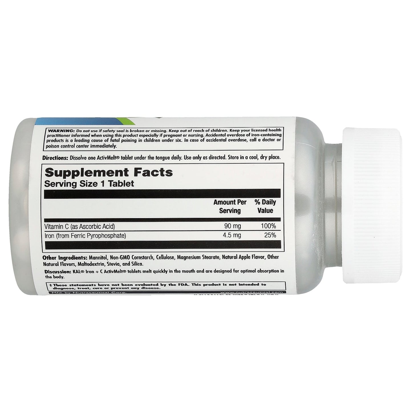 KAL, Iron + C, Apple, 90 Micro Tablets