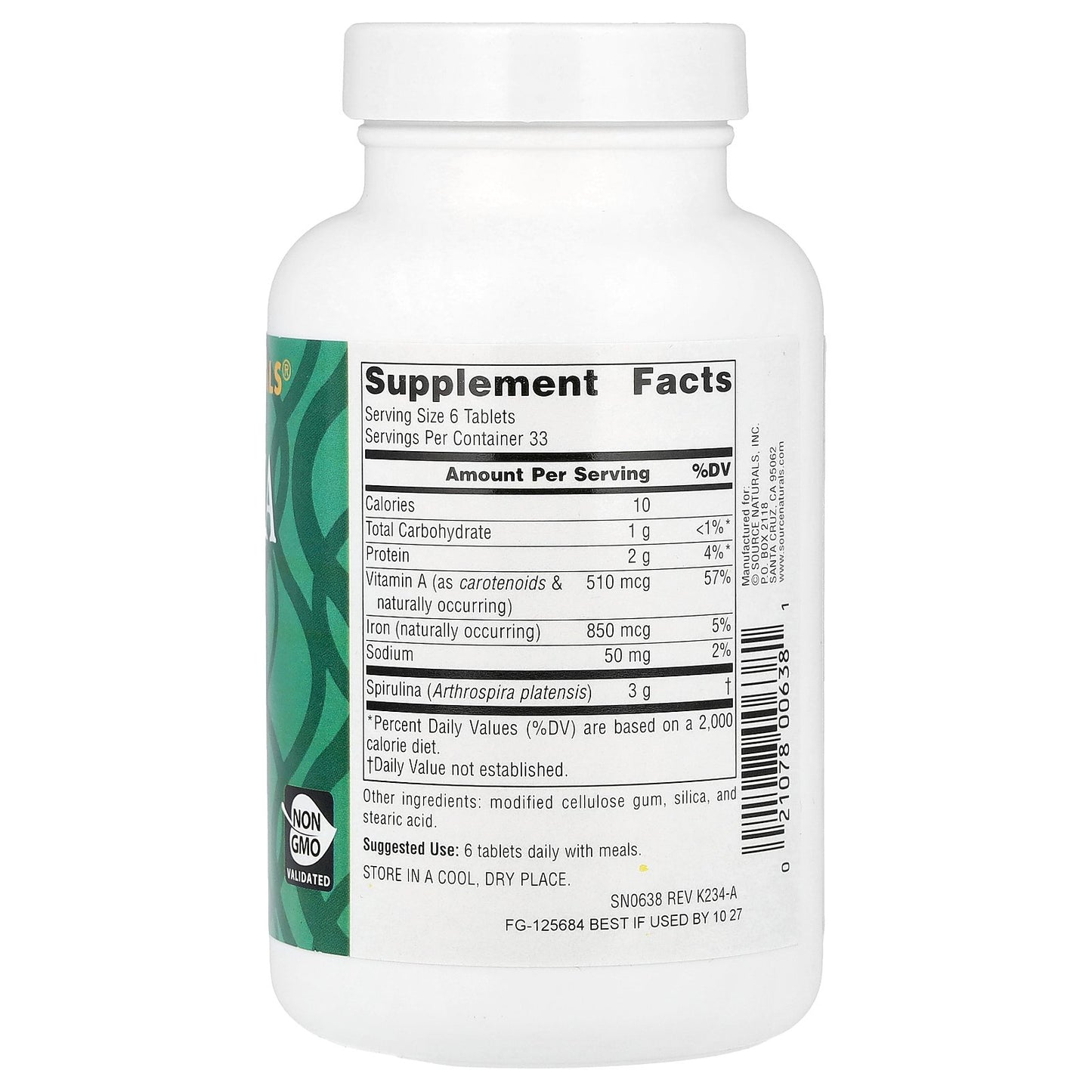 Source Naturals, Spirulina, 200 Tablets