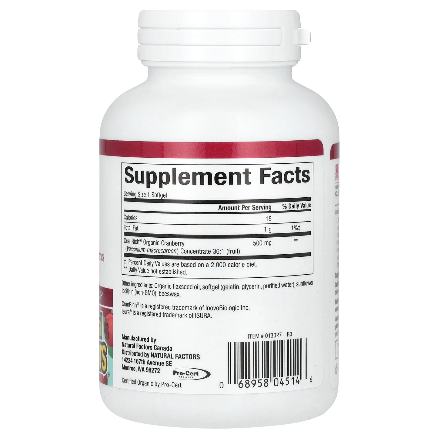 Natural Factors, CranRich, Super Strength, 500 mg, 90 Softgels