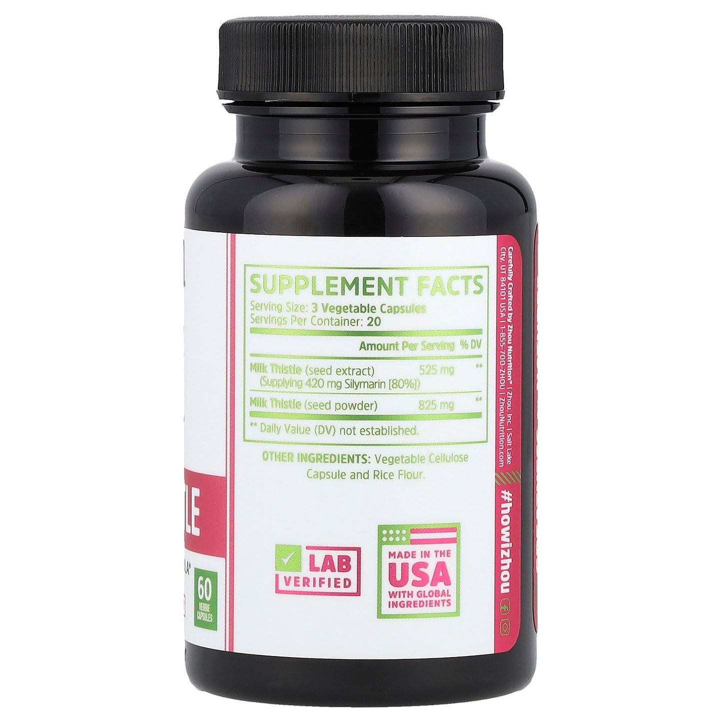 Zhou Nutrition, Milk Thistle, 60 Veggie Capsules (450 mg per Capsule)