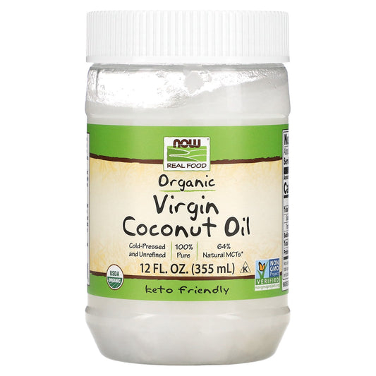 NOW Foods, Real Food, Organic Virgin Coconut Oil, 12 fl oz (355 ml)