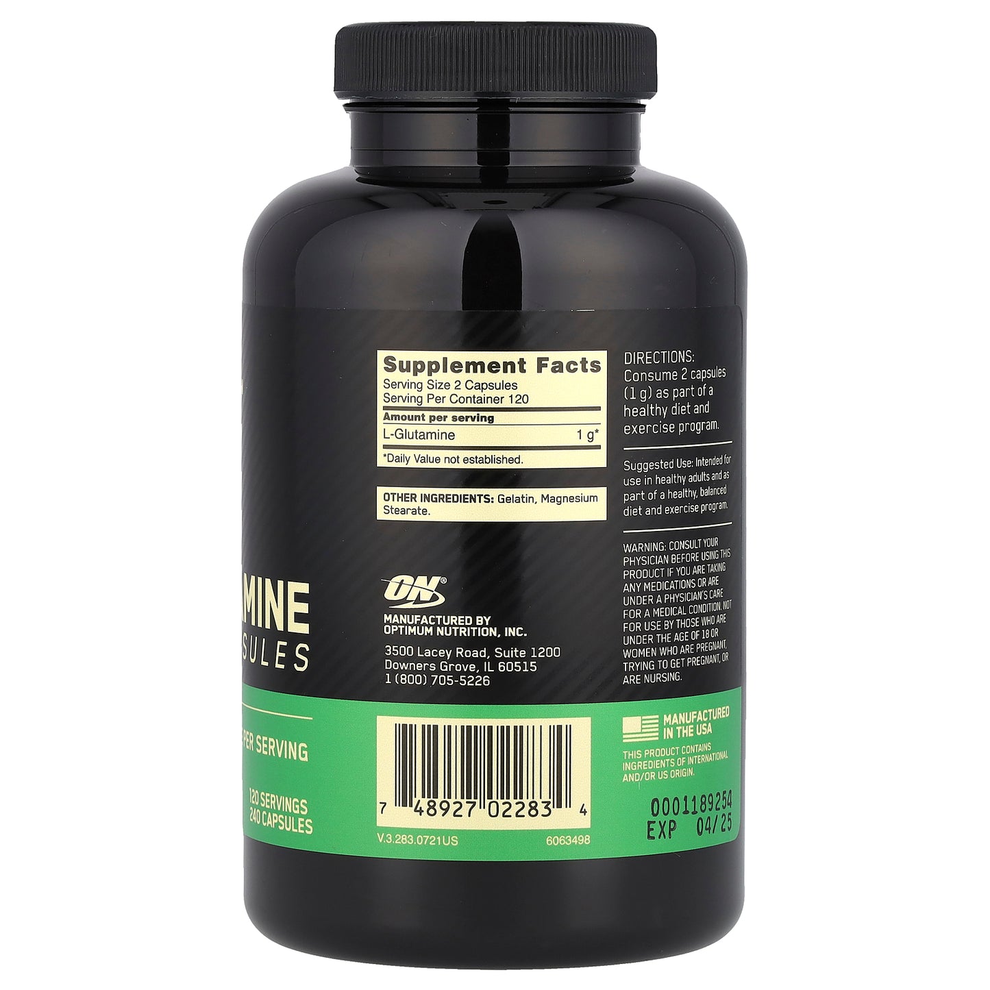 Optimum Nutrition, Glutamine, 240 Capsules (0.5 g per Capsule)