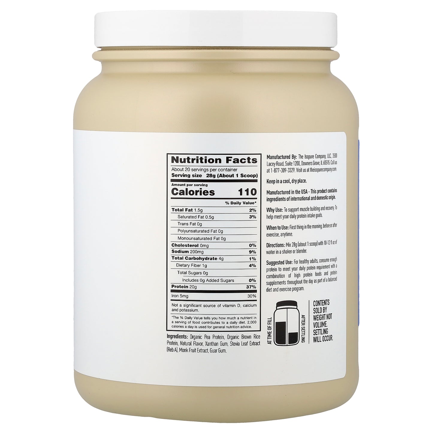 Isopure, Plant-Based Protein Powder, Vanilla, 1.23 lb (560 g)