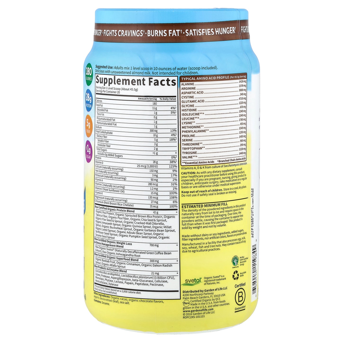 Garden of Life, Raw Organic Fit, High Protein for Weight Loss, Chocolate, 2 lbs 0.09 oz (910 g)