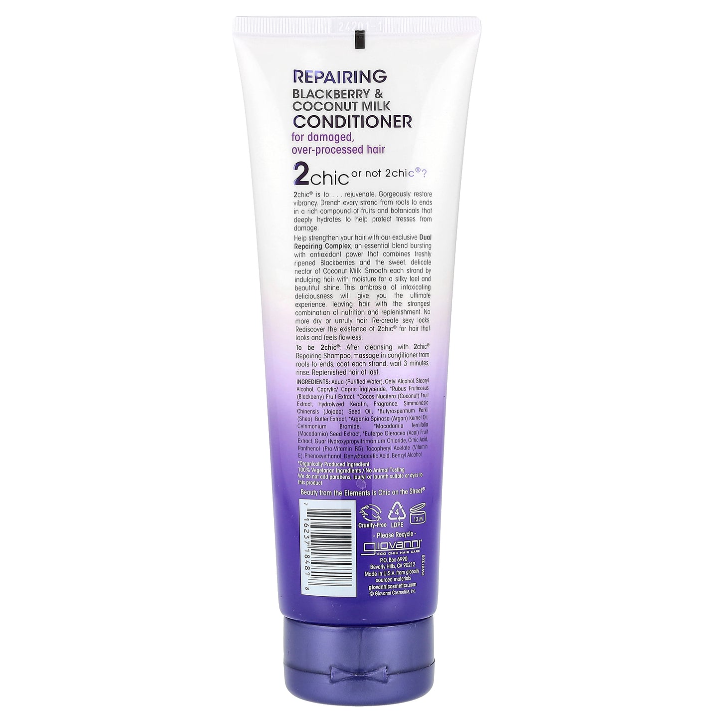 Giovanni, 2chic®, Repairing Conditioner, For Damaged, Over-Processed Hair, Blackberry + Coconut Milk, 8.5 fl oz (250 ml)