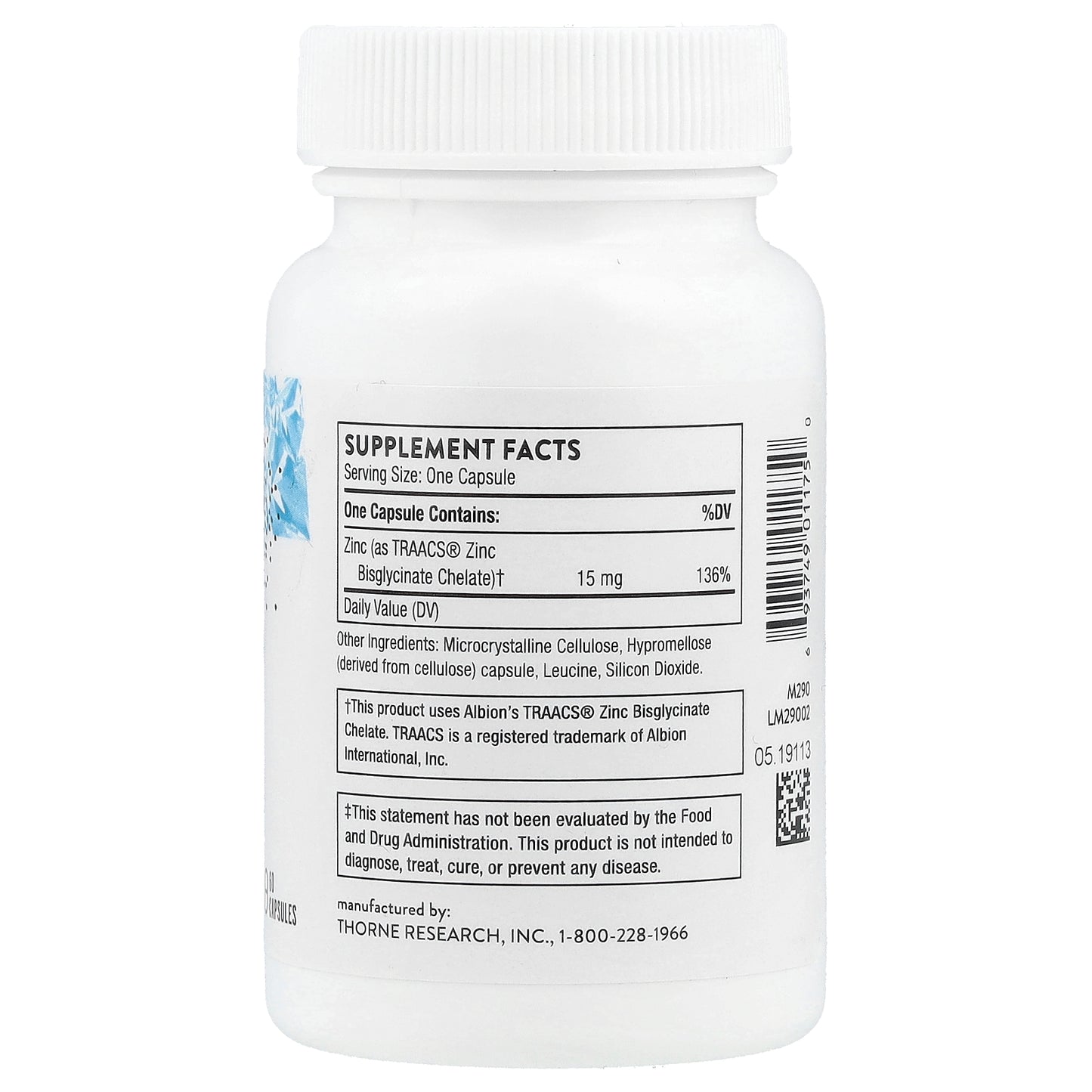 Thorne, Zinc Bisglycinate, 15 mg, 60 Capsules