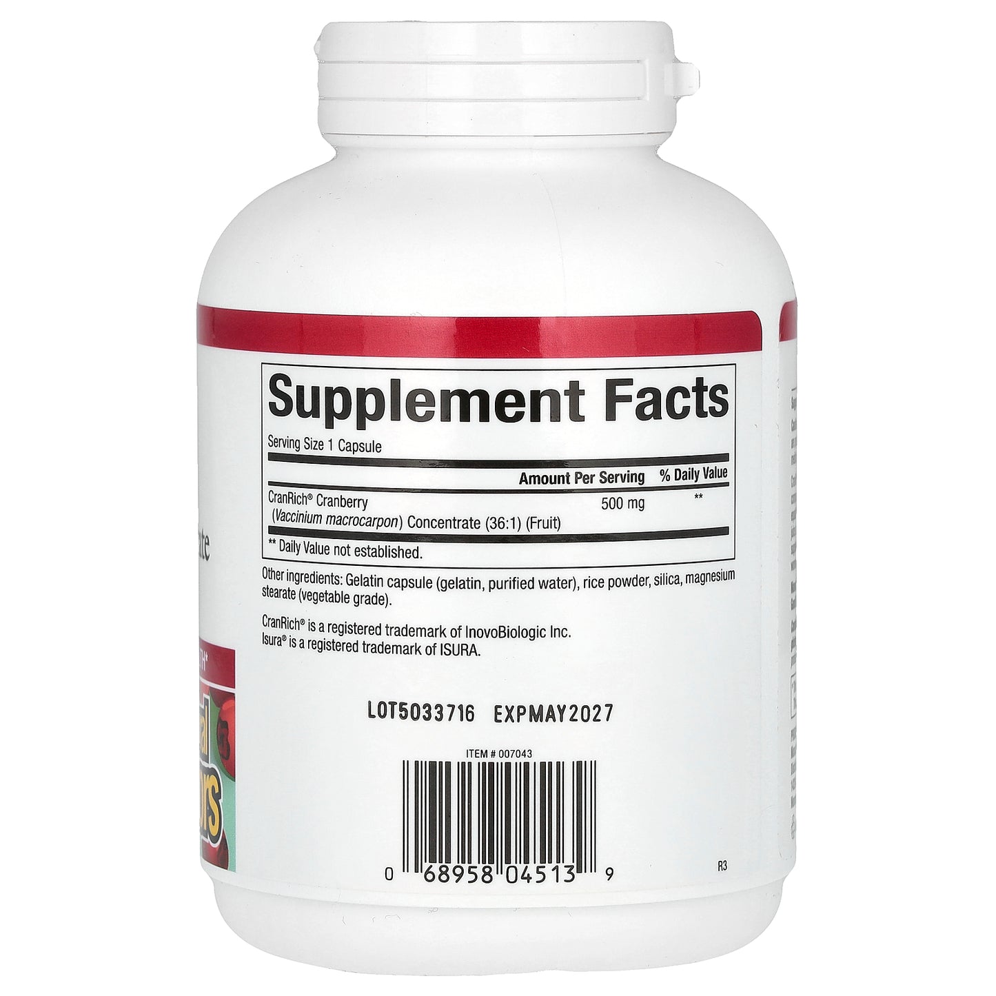 Natural Factors, CranRich, Cranberry Concentrate, Super Strength, 500 mg, 180 Capsules