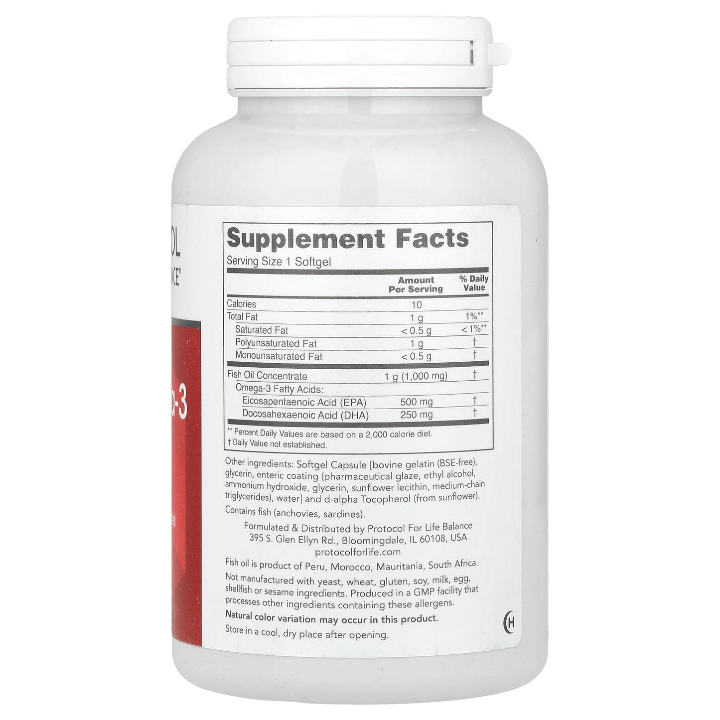 Protocol for Life Balance, Molecularly Distilled Ultra Omega-3 Fish Oil, 180 Softgels