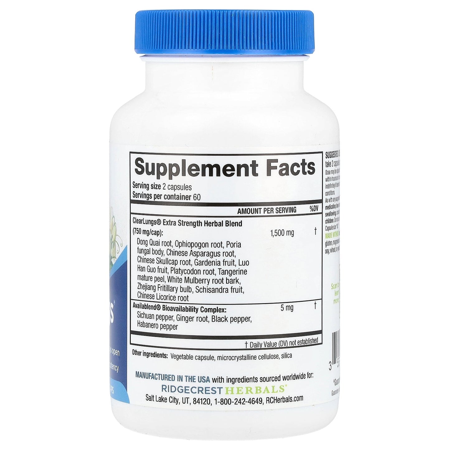 RidgeCrest Herbals, ClearLungs®, 120 Caps