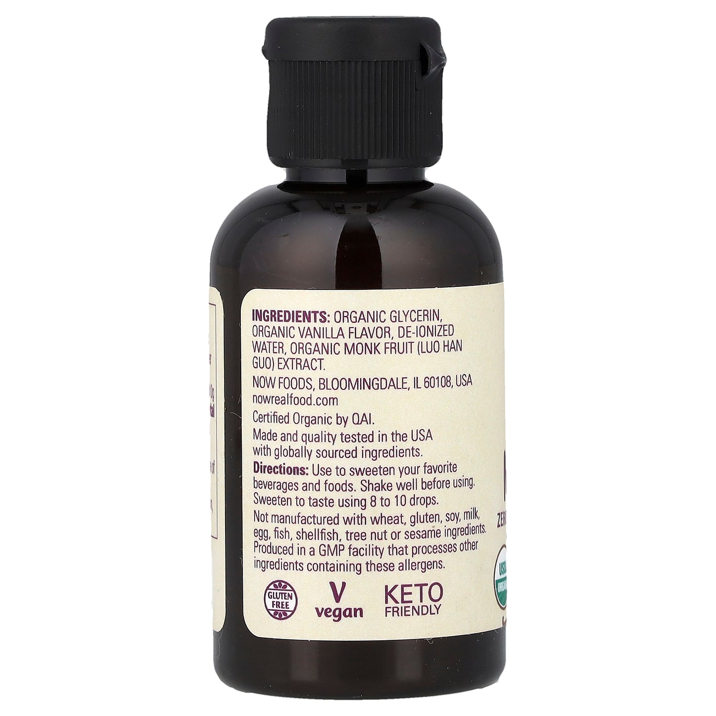 NOW Foods, Real Food, Organic Monk Fruit, Vanilla, 1.8 fl oz (53 ml)