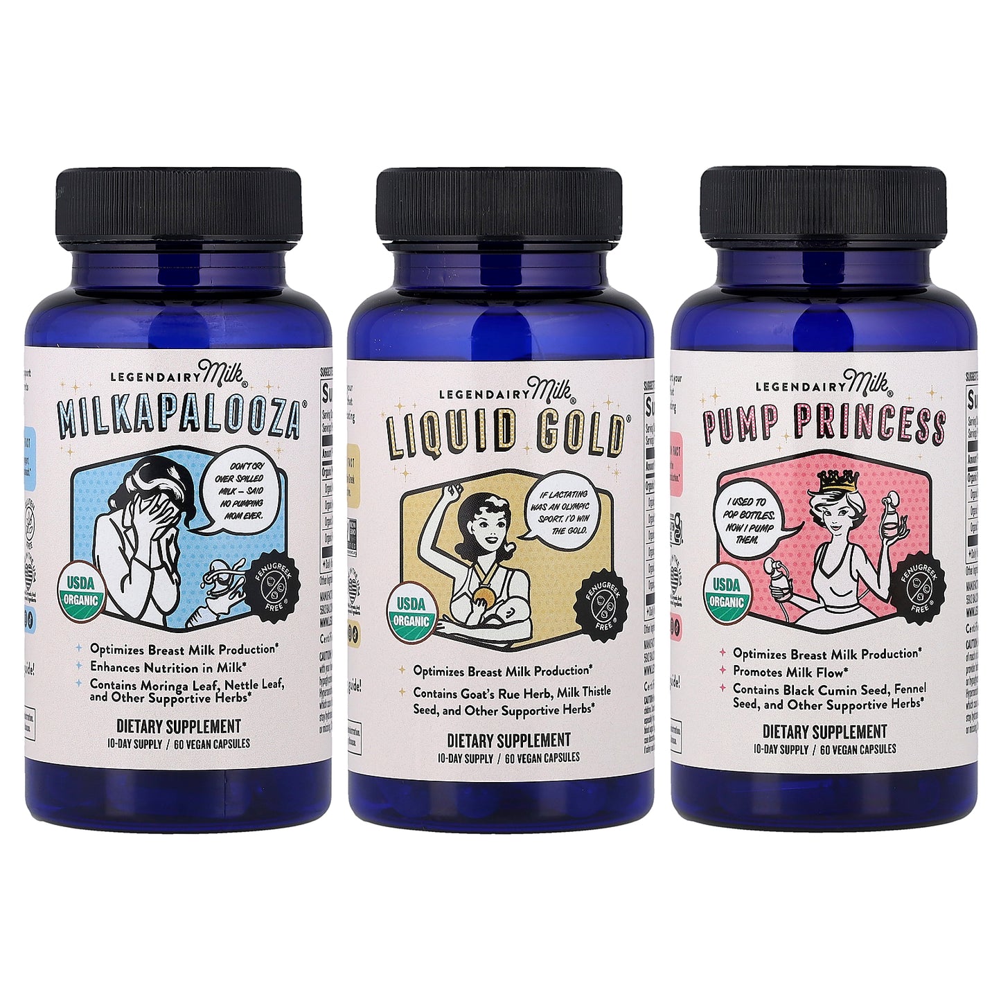 Legendairy Milk, Lactation Support Bundle, 3 Bottles, 60 Vegan Capsules Each