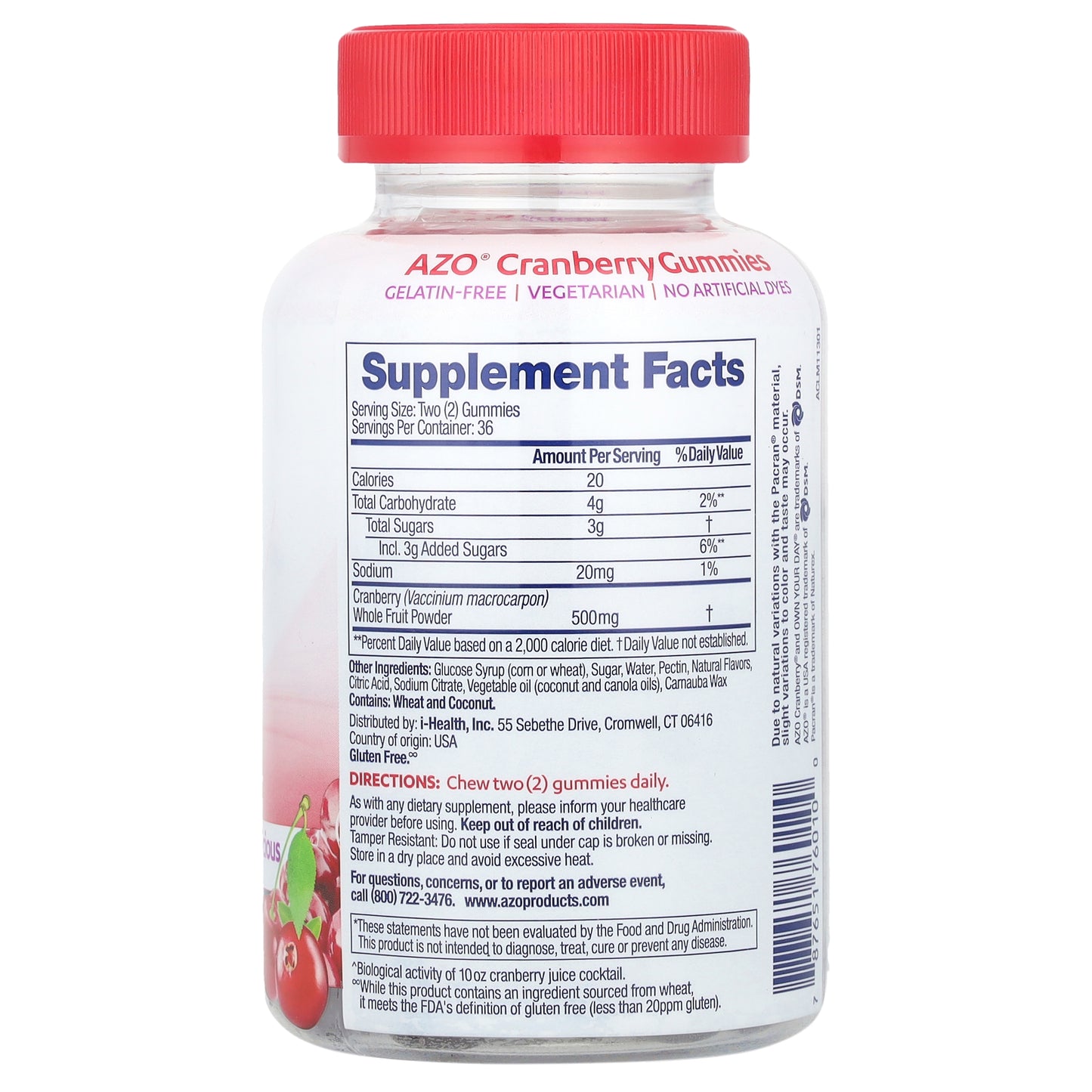 AZO, Cranberry® Gummies, Berrylicious, 72 Gummies (250 mg per Gummy)
