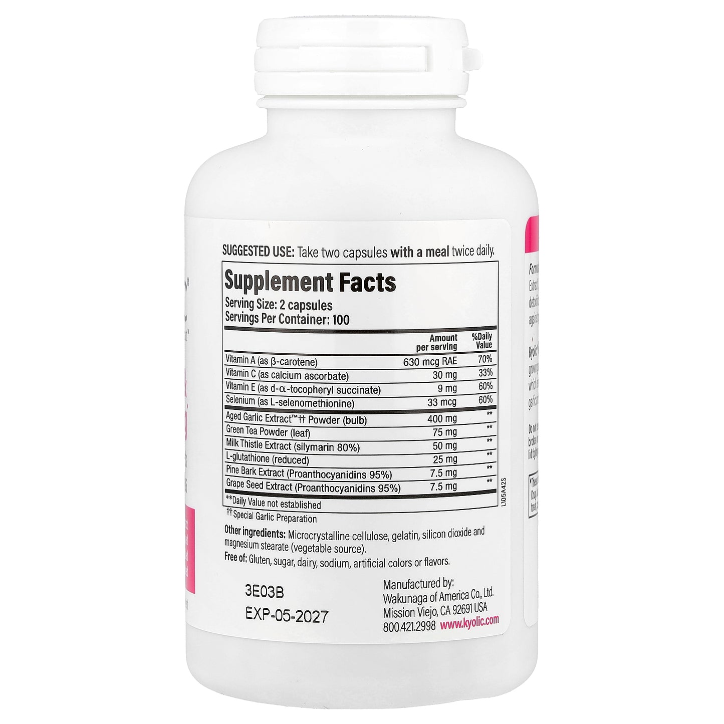 Kyolic, Aged Garlic Extract™, Detox & Anti-Aging, Formula 105, 200 Capsules