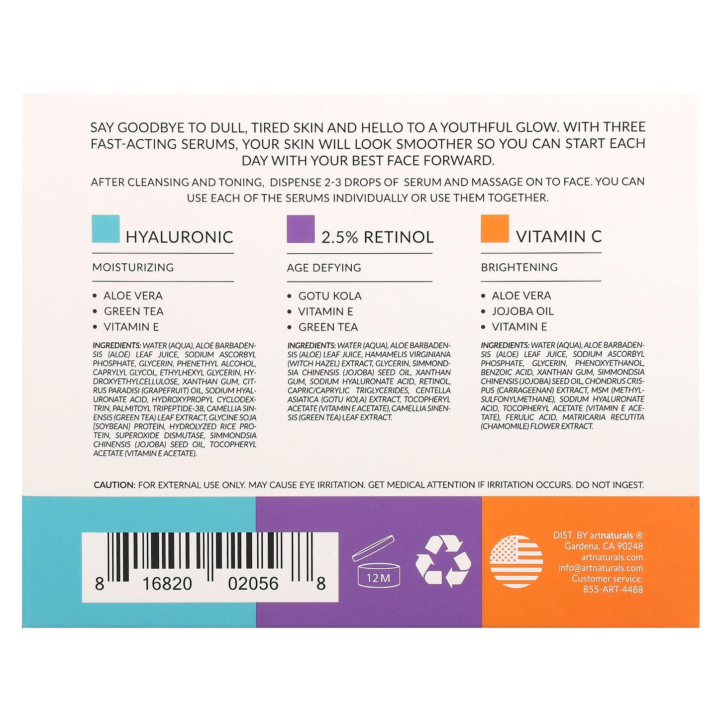 artnaturals, Serum Trio, 3 Piece Set, 1 fl oz (29.5 ml) Each