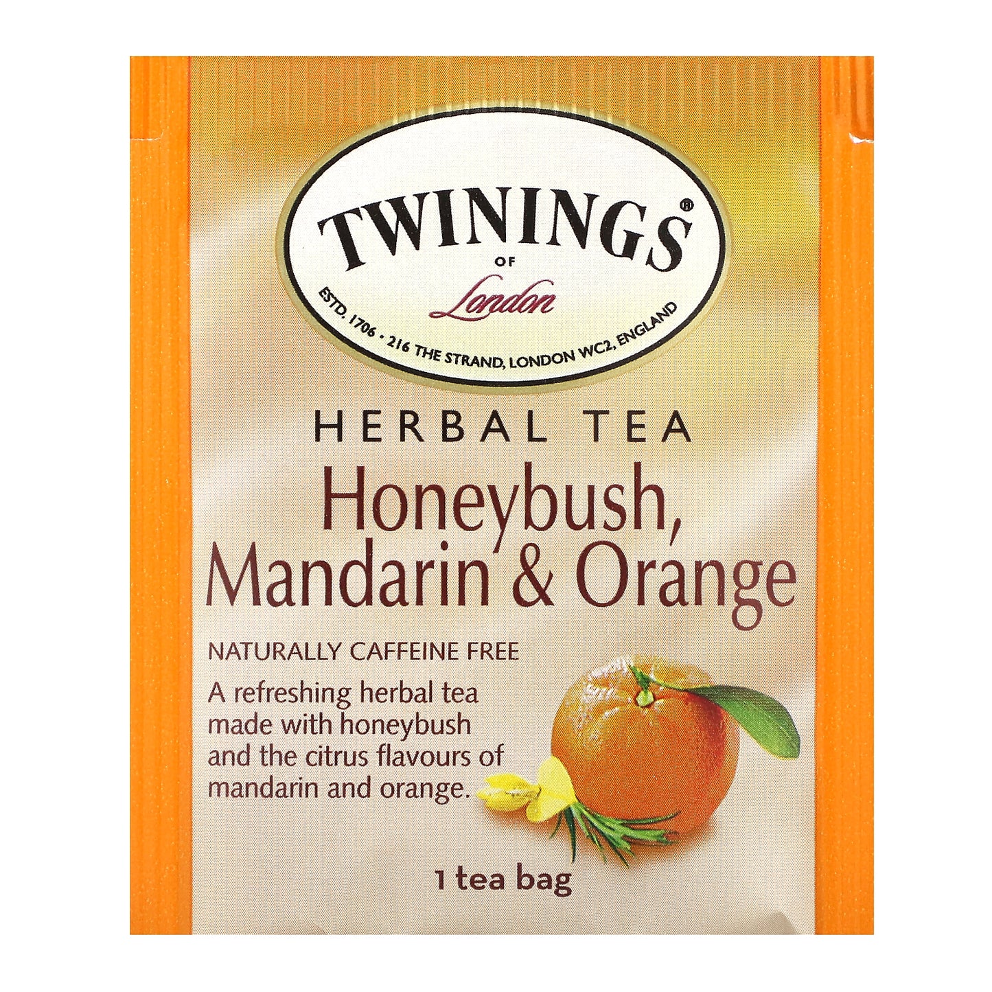 Twinings, Flavored Herbal Tea, Honeybush, Mandarin & Orange, Caffeine Free, 20 Tea Bags, 1.41 oz (40 g)