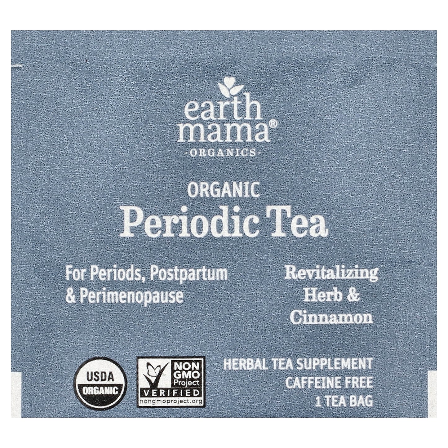 Earth Mama, Organics, Organic Periodic Tea, Revitalizing Herb & Cinnamon, Caffeine Free, 16 Tea Bags, 1.23 oz (35 g)