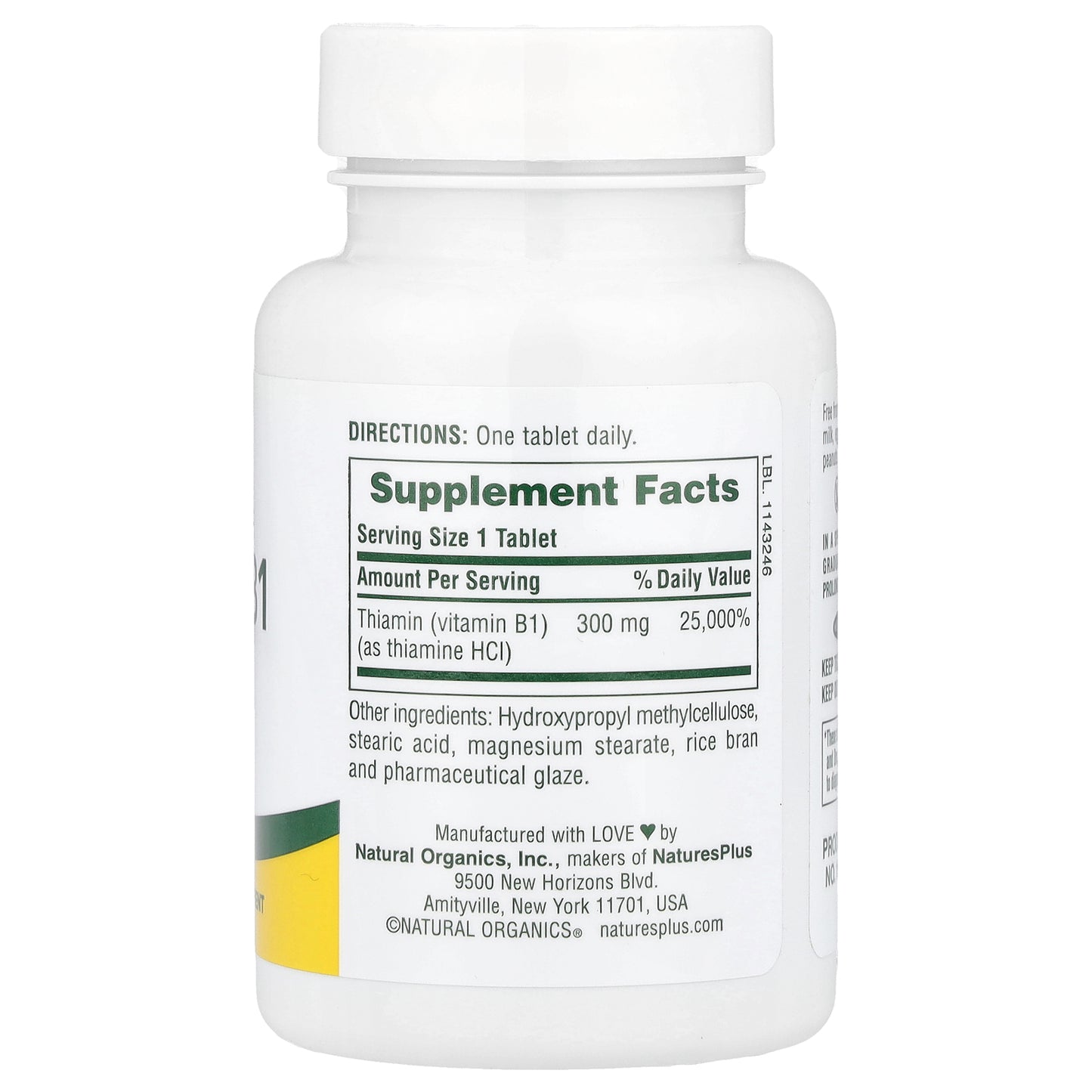 NaturesPlus, Vitamin B1, 300 mg, 90 Tablets