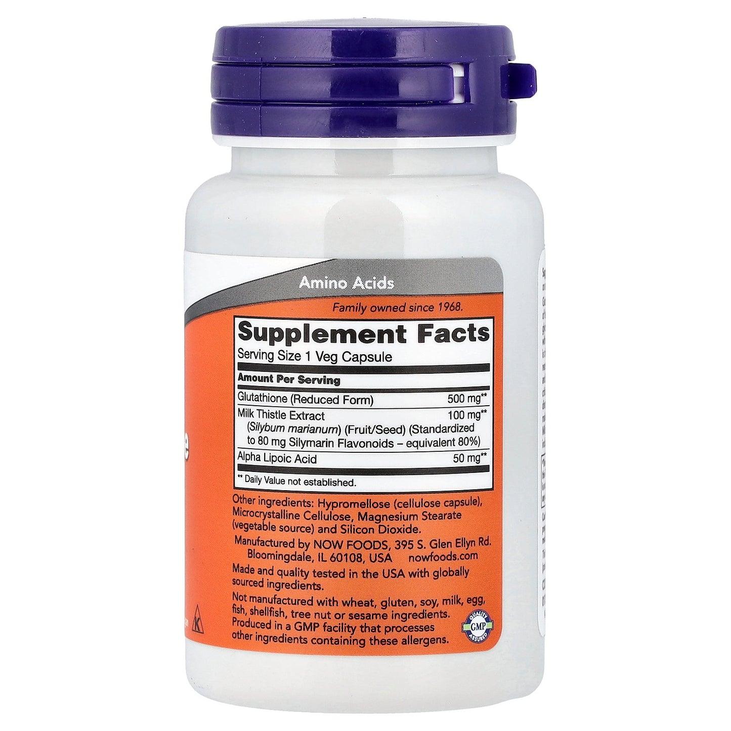 NOW Foods, Glutathione With Milk Thistle Extract & Alpha Lipoic Acid, 30 Veg Capsules