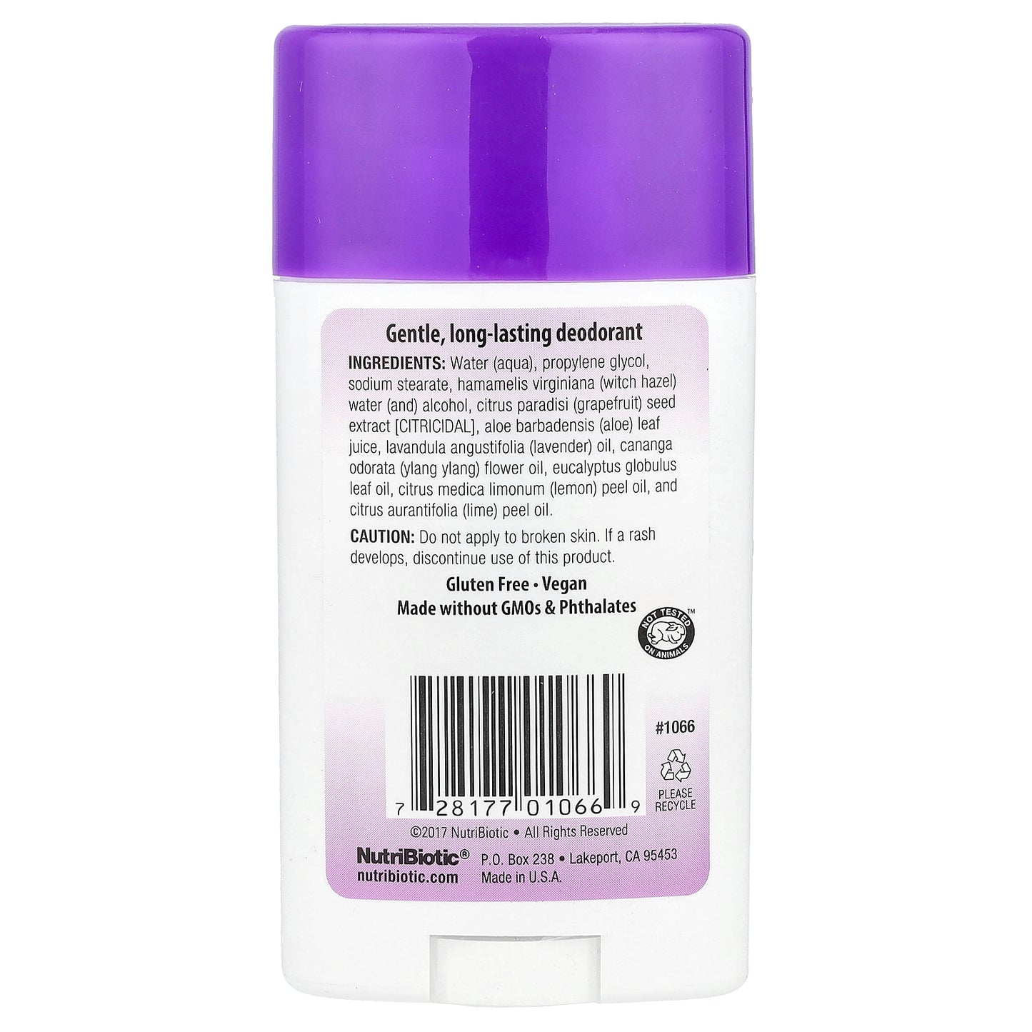 NutriBiotic, Deodorant, Lavender, 2.6 oz (75 g)