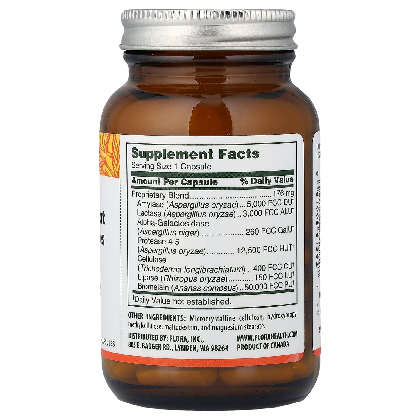 Flora, Immediate Support Digestive Enzymes , 60 Vegetarian Capsules