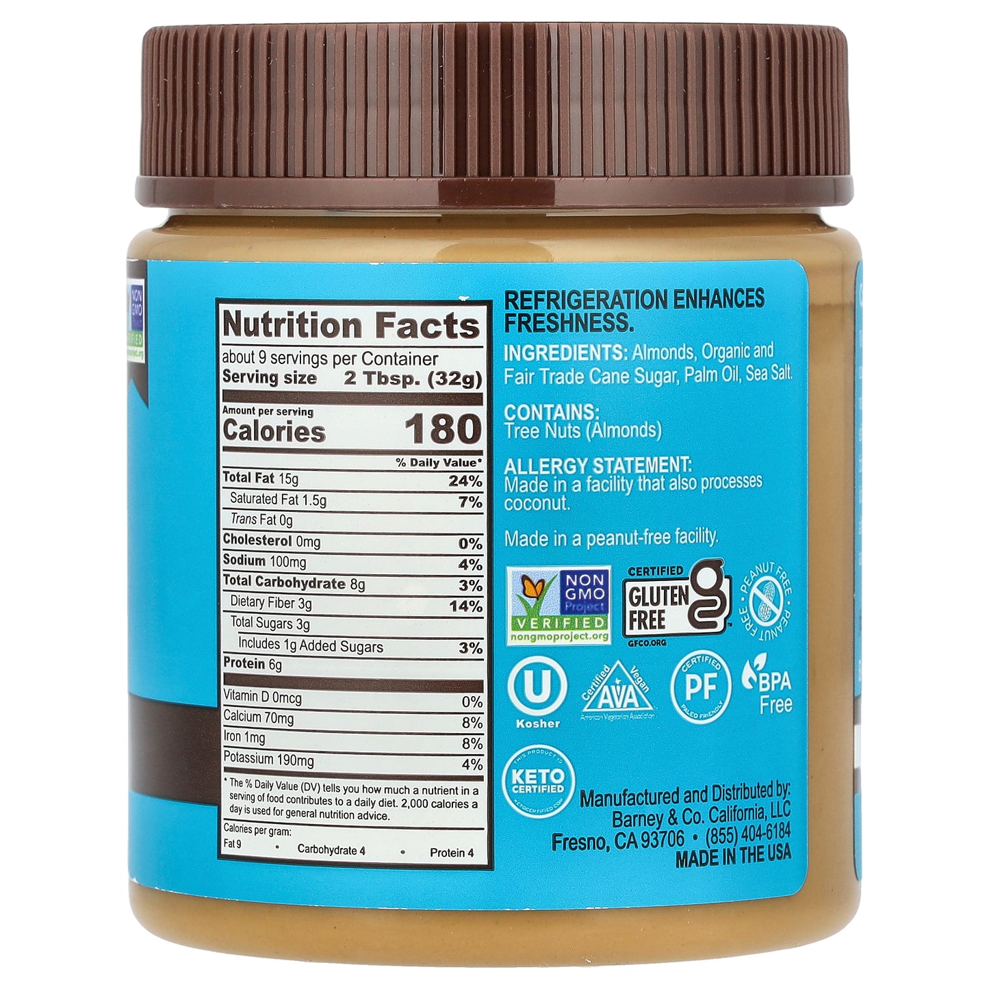 Barney Butter, Almond Butter, Smooth, 10 oz (284 g)
