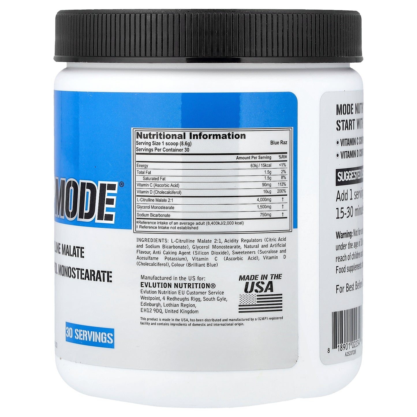 EVLution Nutrition, PumpMode®, Blue Raz, 9.1 oz (258 g)