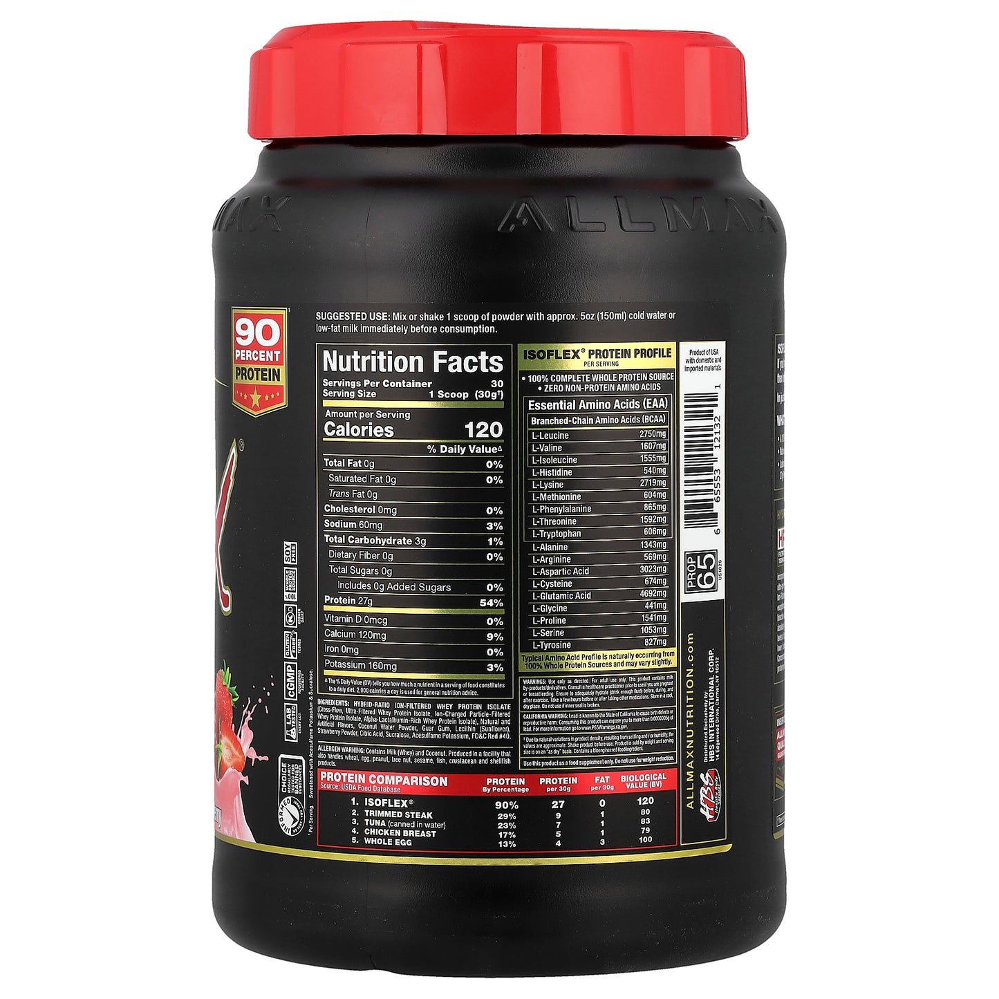 ALLMAX, ISOFLEX®, Pure Whey Protein Isolate, Strawberry, 2 lbs (907 g)