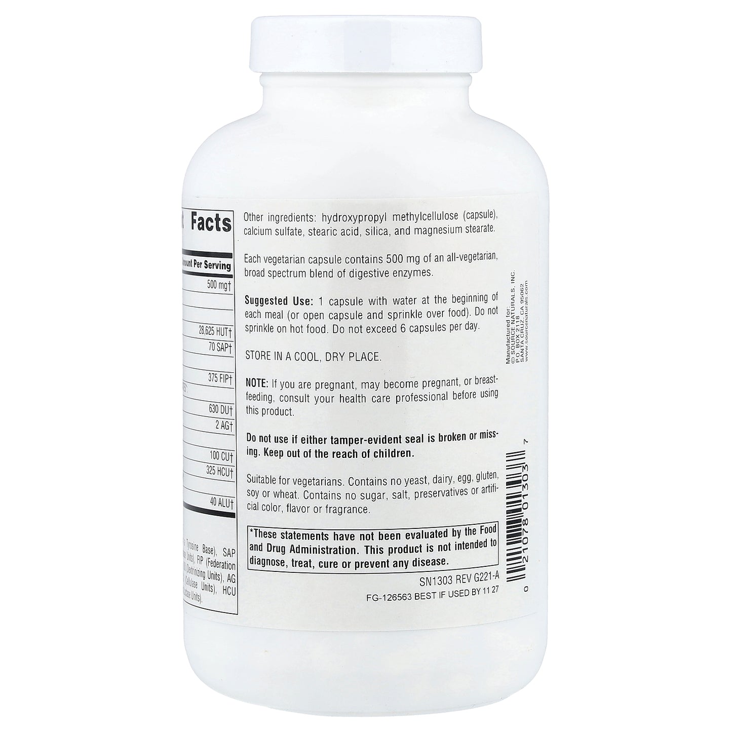 Source Naturals, Daily Essential Enzymes®, 240 Vegetarian Capsules