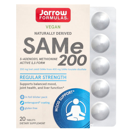 Jarrow Formulas, SAMe 200, 200 mg, 20 Tablets