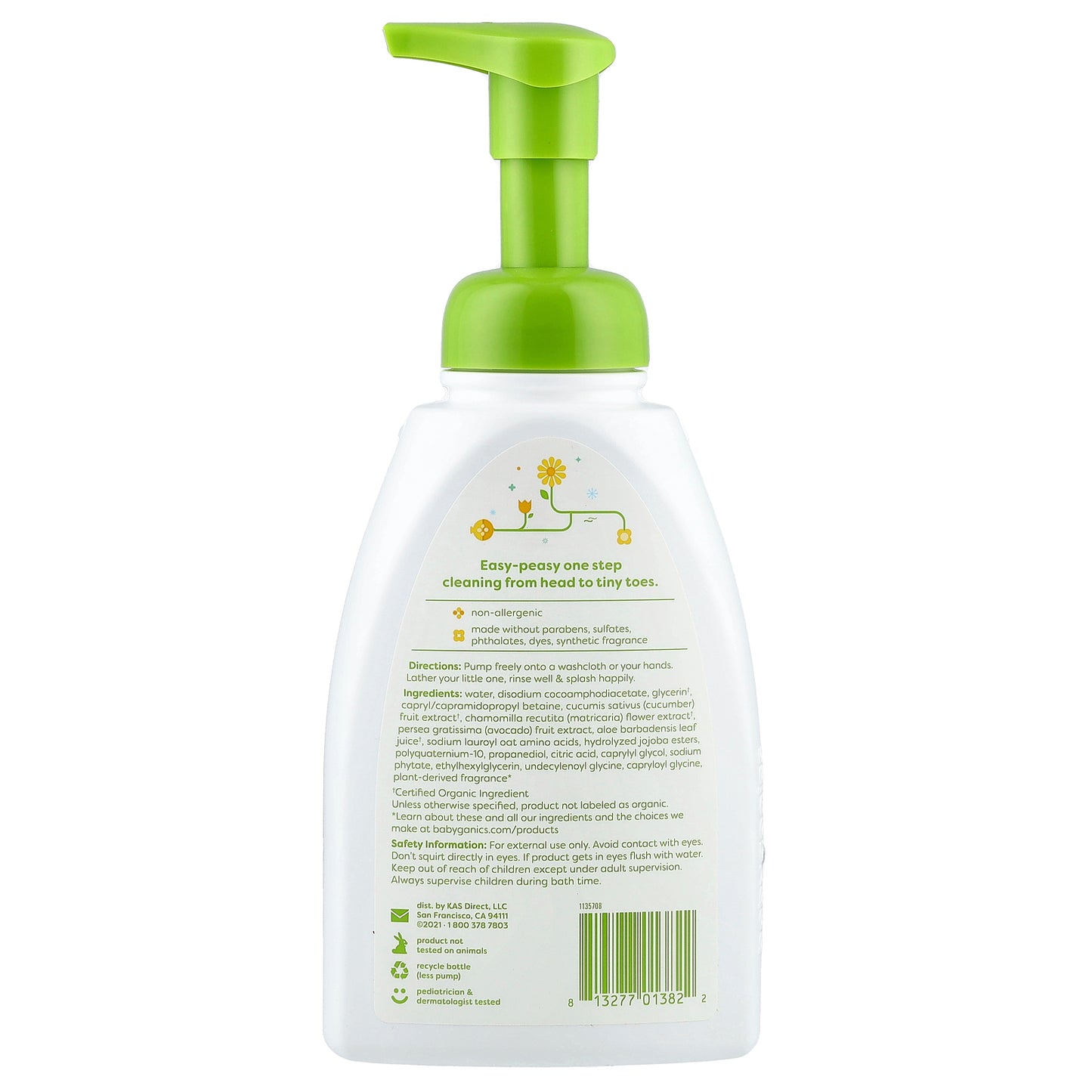 Babyganics, Foaming Shampoo & Body Wash, Chamomile Verbena, 16 fl oz (473 ml)