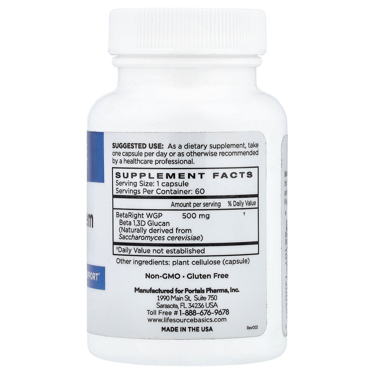 Life Source Basics (WGP Beta Glucan), Immune System Activator, 500 mg, 60 Capsules