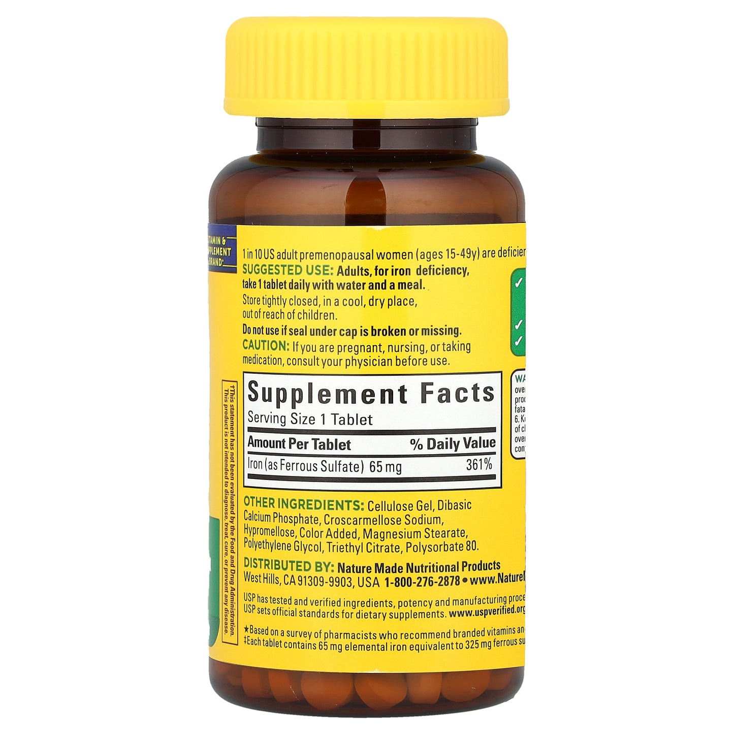 Nature Made, Iron, 65 mg, 180 Tablets