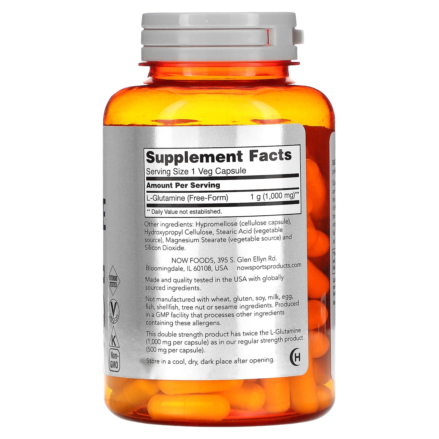 NOW Foods, Sports, L-Glutamine, 1,000 mg, 120 Veg Capsules