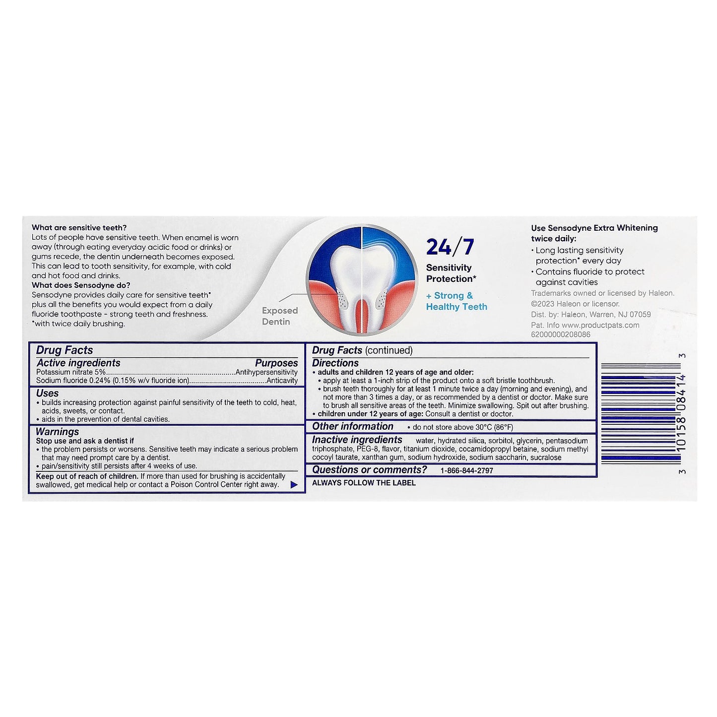 Sensodyne, Extra Whitening Toothpaste, Twin Pack, 2 Tubes, 4 oz (113 g) Each