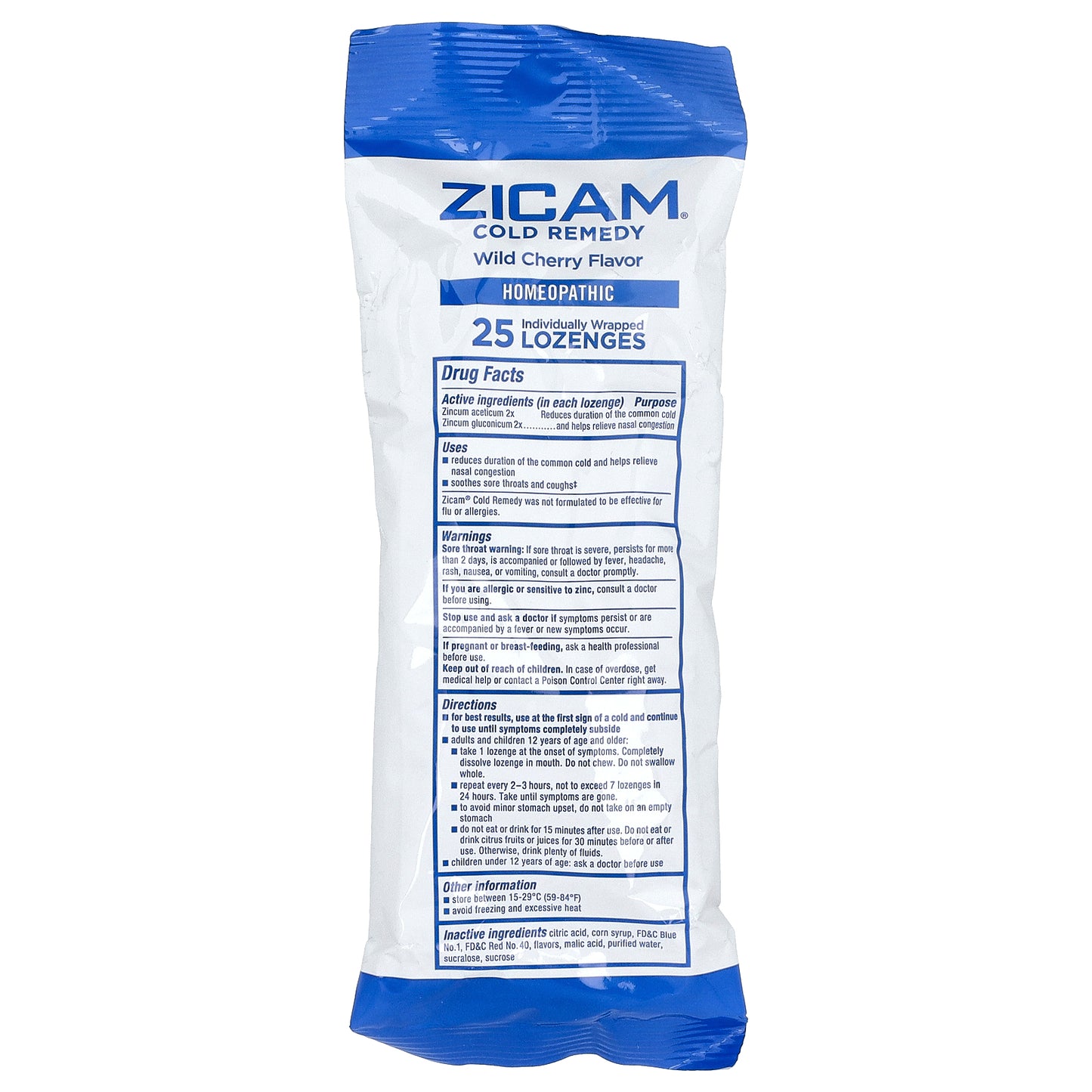 Zicam, Cold Remedy, Lozenges, Wild Cherry , 25 Individually Wrapped Lozenges