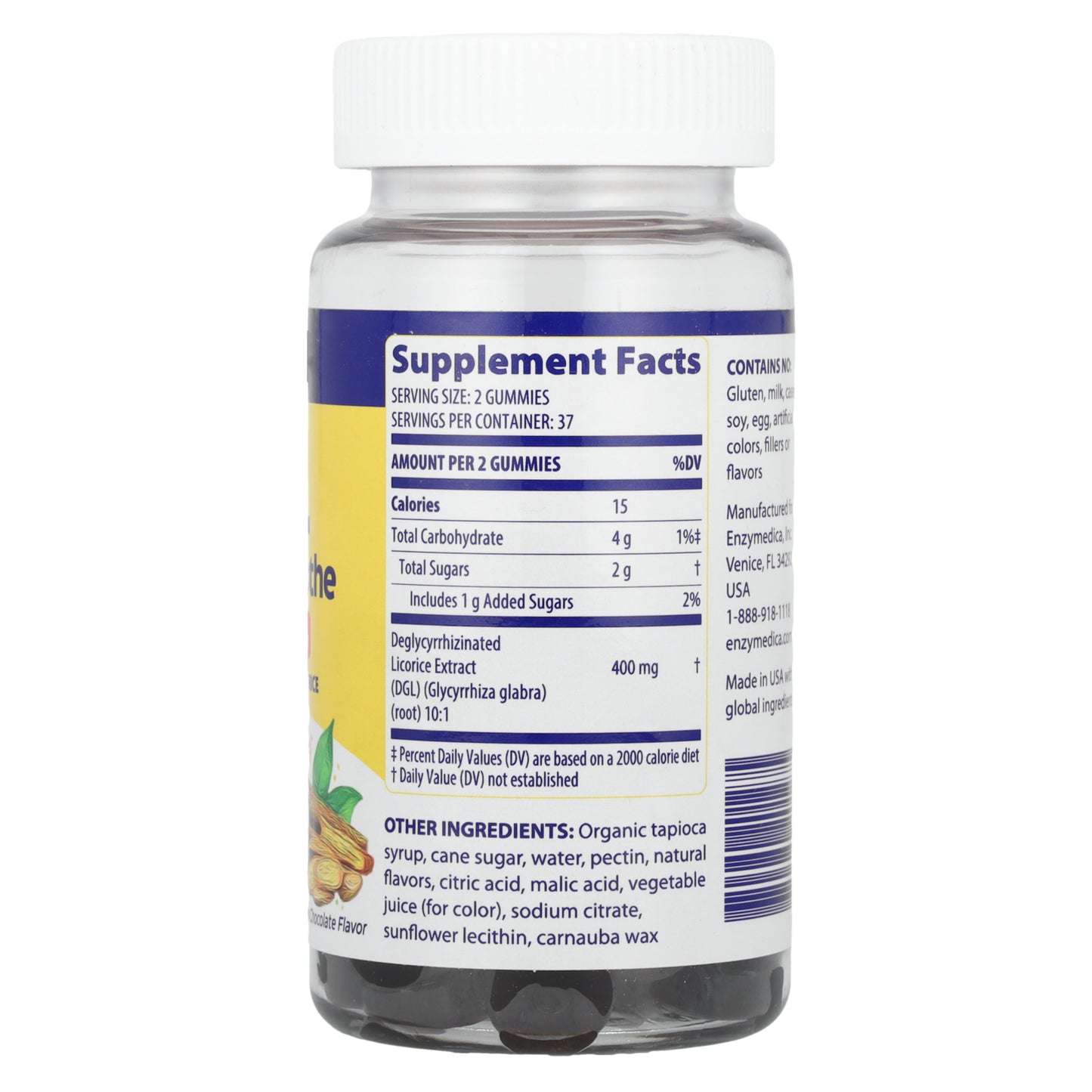 Enzymedica, DGL Stomach Soothe Gummies, German Chocolate, 74 Gummies (200 mg per Gummy)