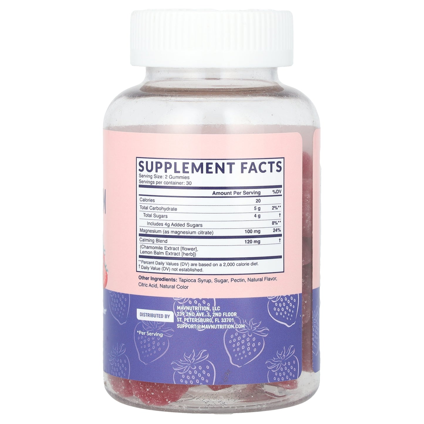 MAV Nutrition, Calming Magnesium Gummies, For Kids, Yummy Strawberry, 60 Gummies