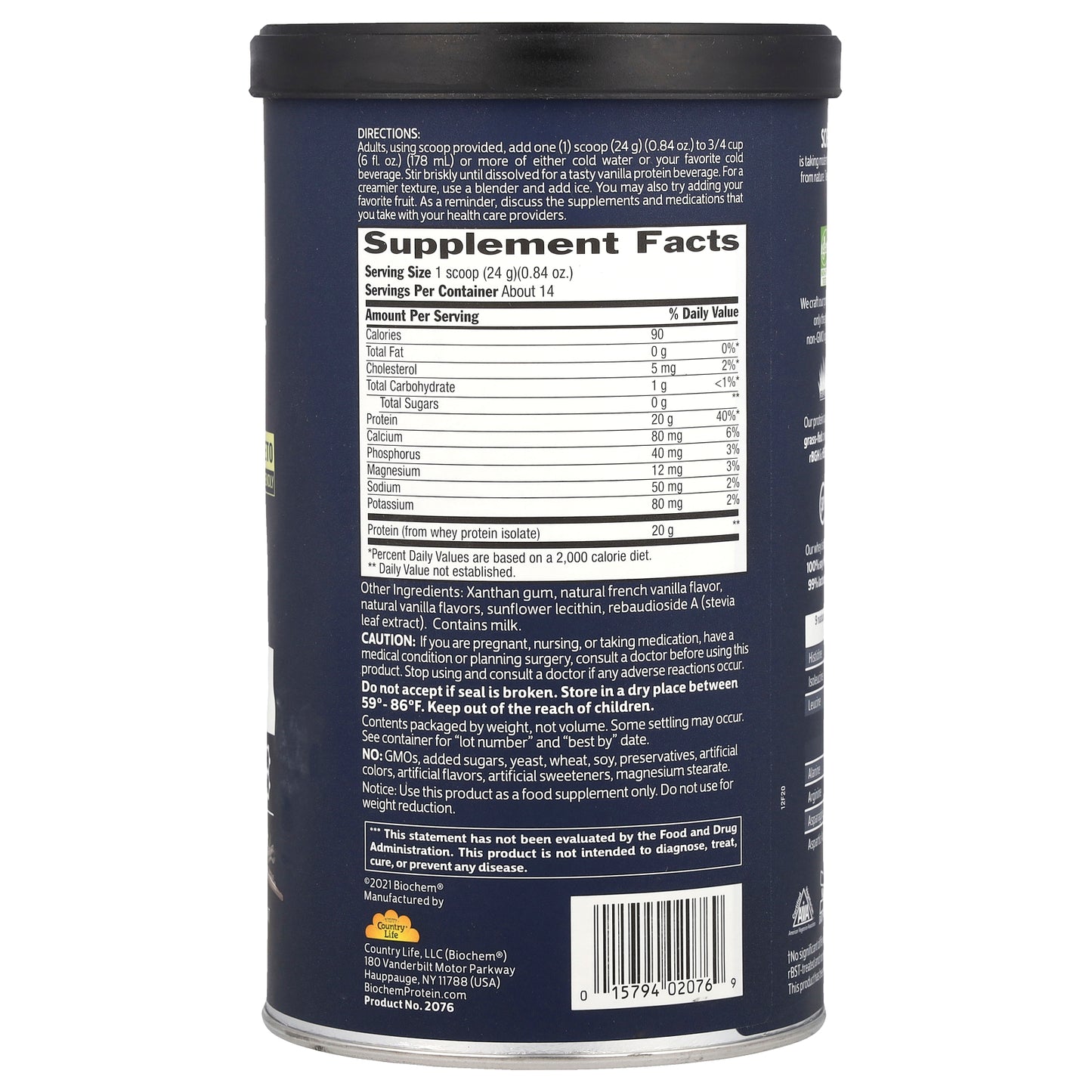 Biochem, 100% Whey Isolate Protein, Sugar Free, Vanilla, 11.8 oz (336 g)