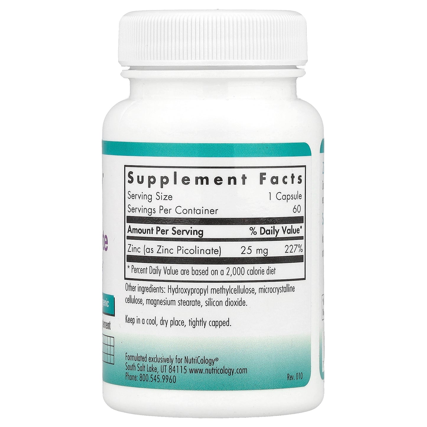 Nutricology, Zinc Picolinate, 25 mg , 60 Vegetarian Capsules