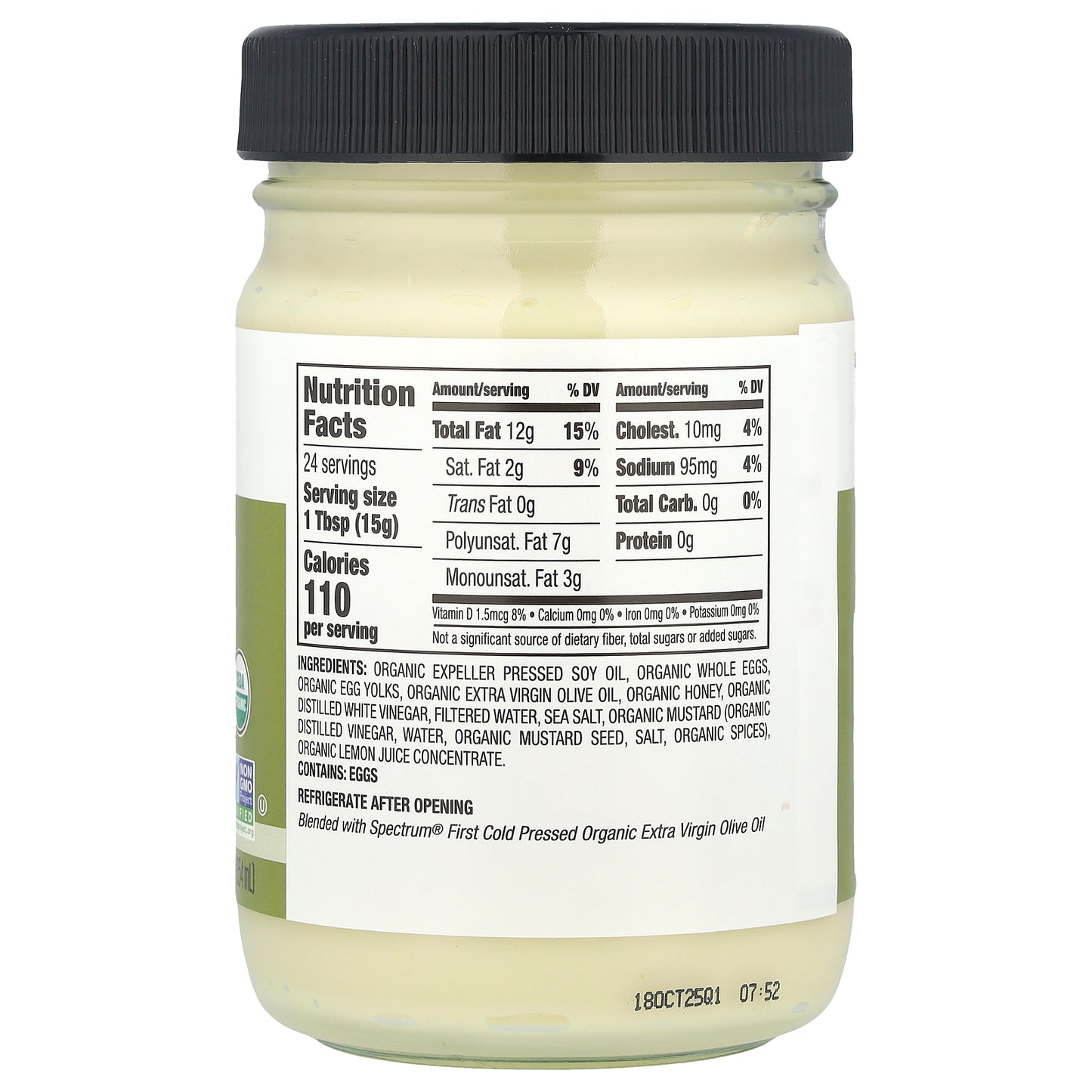 Spectrum Culinary, Organic Mayonnaise Blended With Extra Virgin Olive Oil, 12 fl oz (354 ml)